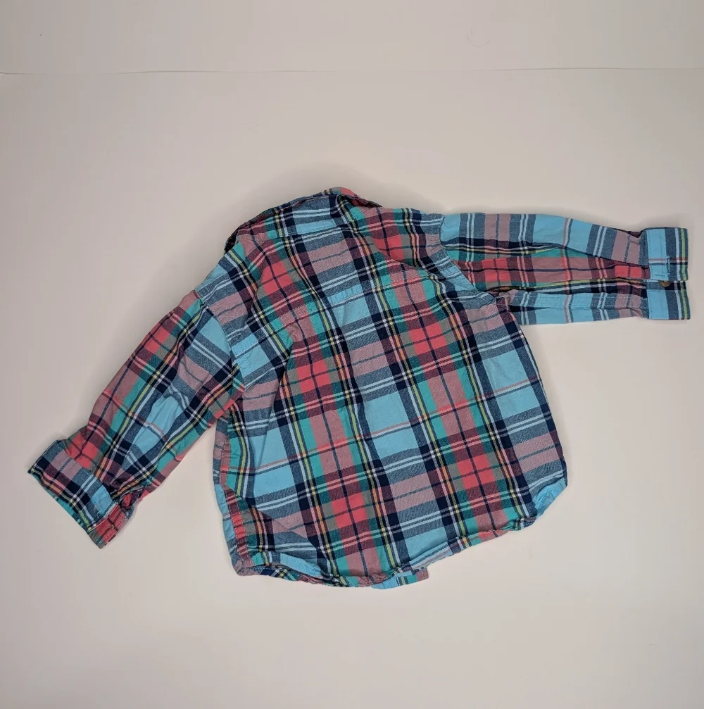 The Children’s Place Baby Plaid Button-Up Shirt – 0–3 Months, Long Sleeve, Multi